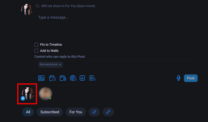 Пример интерфейса историй на десктопе