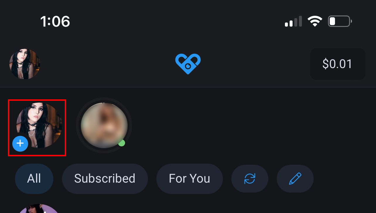 Пример интерфейса историй на мобильном