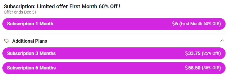 Настройки цен и планов подписки на Fansly