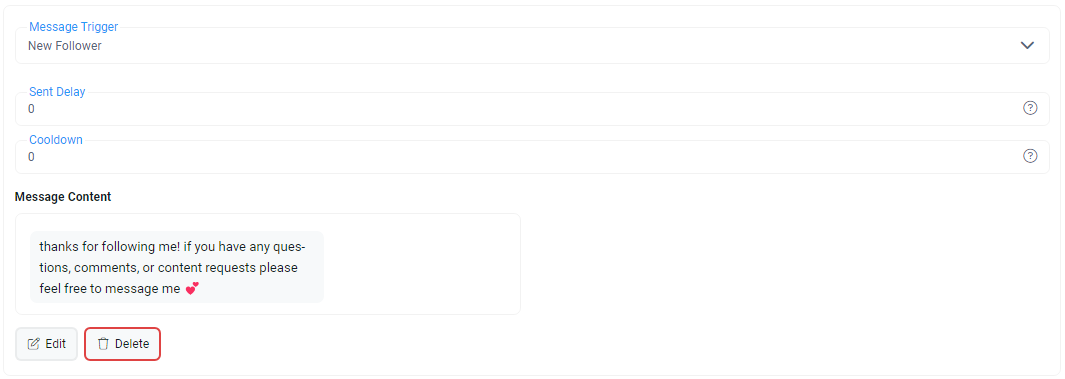 Настройка автоматических сообщений на Fansly