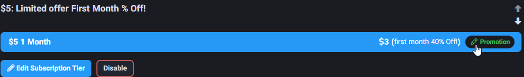 Пример настройки промоакции для подписки на Fansly