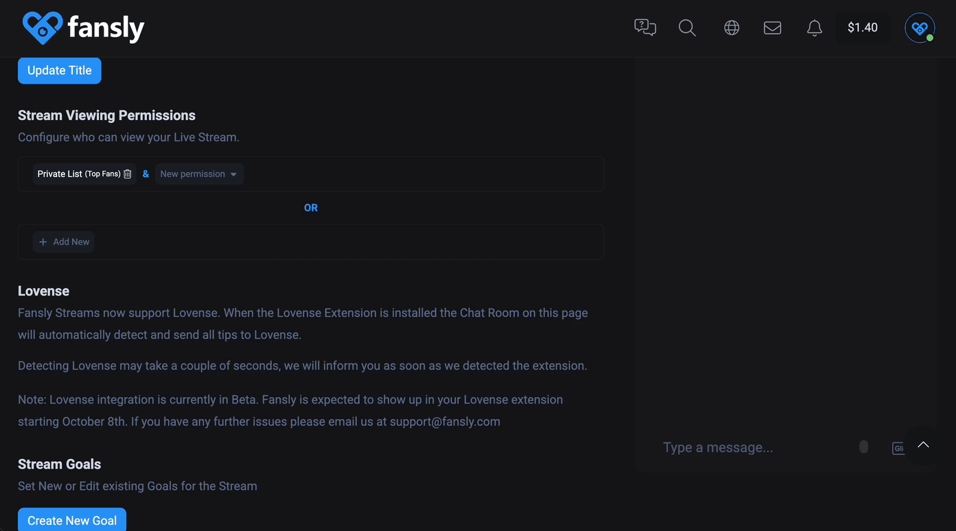 Пример создания цели стрима